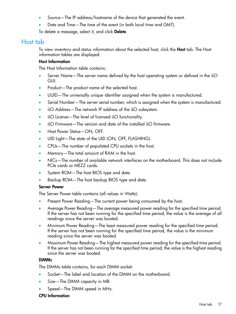 Host tab | HP OneView for Red Hat Enterprise Virtualization User Manual | Page 17 / 40