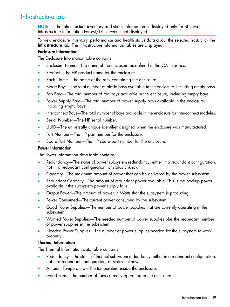 Infrastructure tab | HP OneView for Red Hat Enterprise Virtualization User Manual | Page 19 / 40