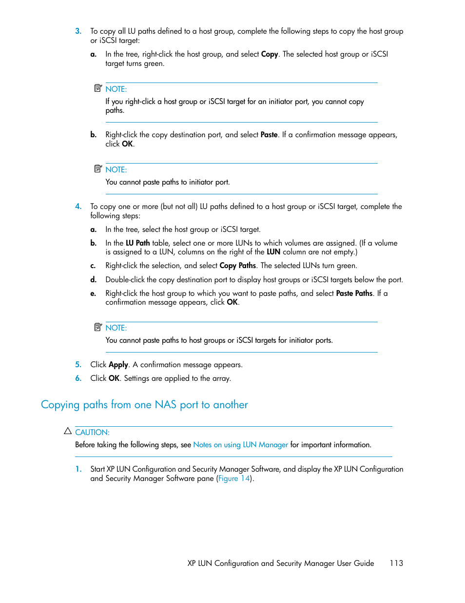 Copying paths from one nas port to another | HP StorageWorks XP Remote Web Console Software User Manual | Page 113 / 250