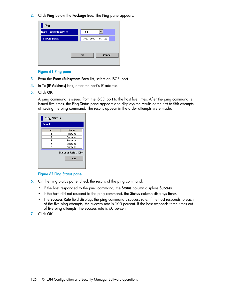 Ping pane, Ping status pane | HP StorageWorks XP Remote Web Console Software User Manual | Page 126 / 250