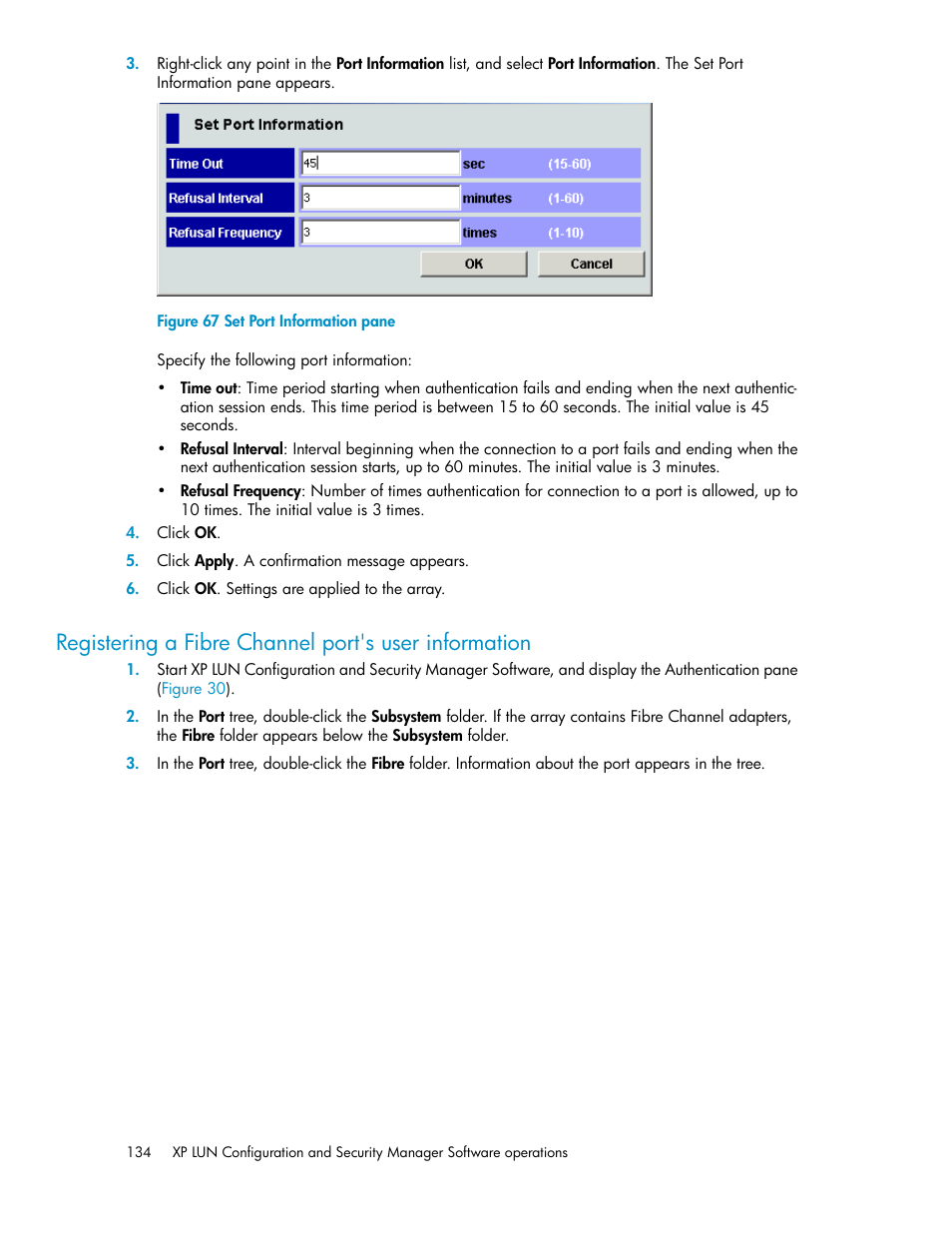 Set port information pane | HP StorageWorks XP Remote Web Console Software User Manual | Page 134 / 250