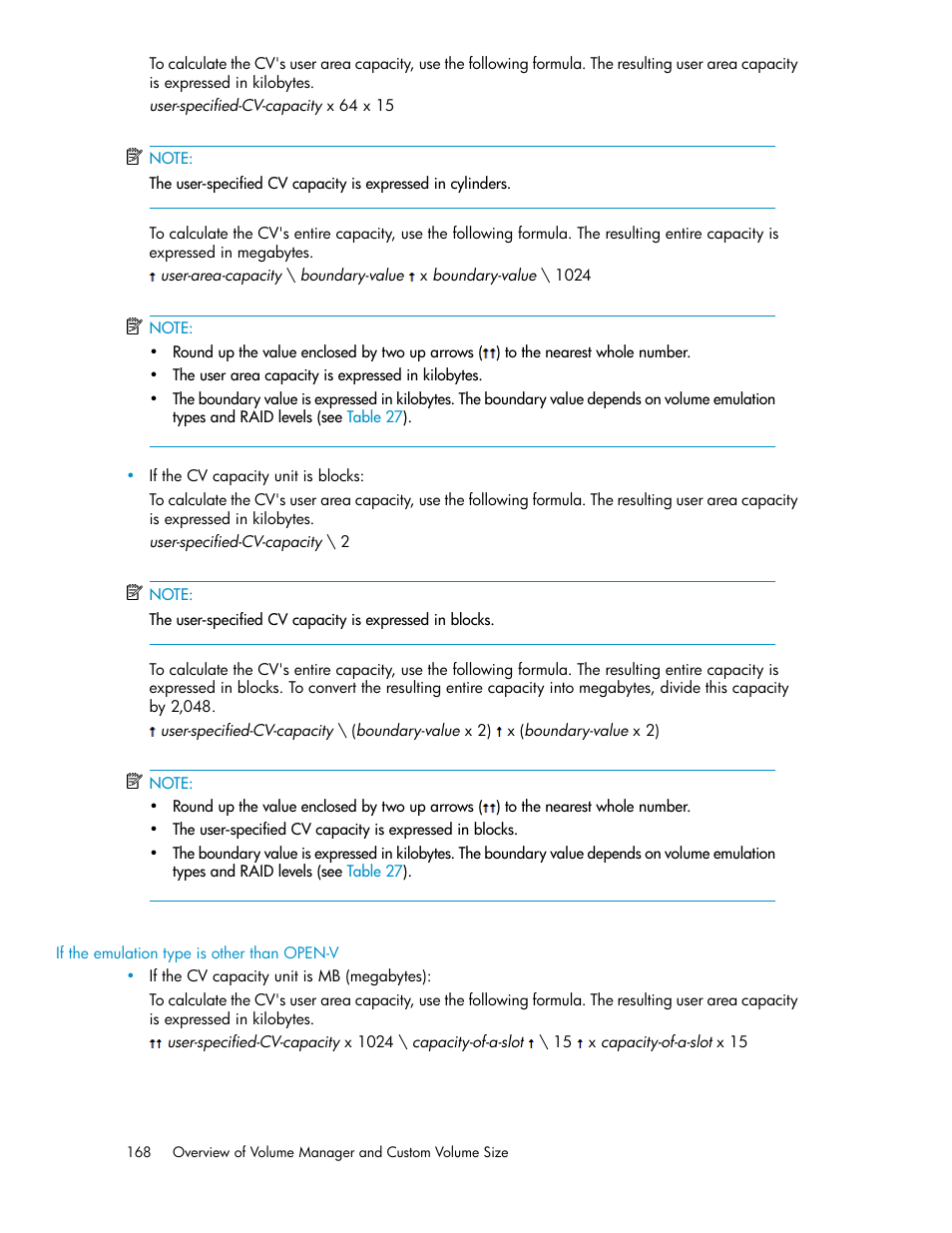 If the emulation type is other than open-v | HP StorageWorks XP Remote Web Console Software User Manual | Page 168 / 250