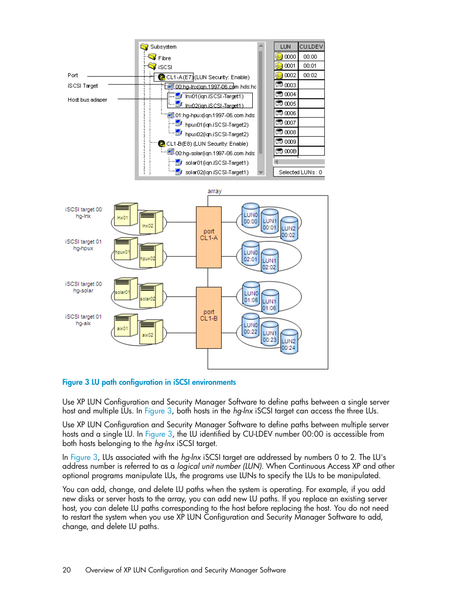 Lu path configuration in iscsi environments, Figure 3 | HP StorageWorks XP Remote Web Console Software User Manual | Page 20 / 250