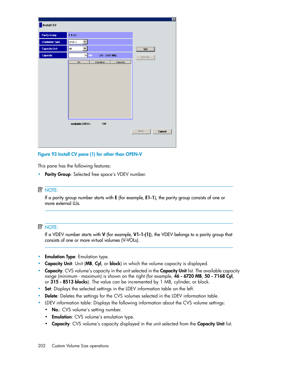 Install cv pane (1) for other than open-v | HP StorageWorks XP Remote Web Console Software User Manual | Page 202 / 250