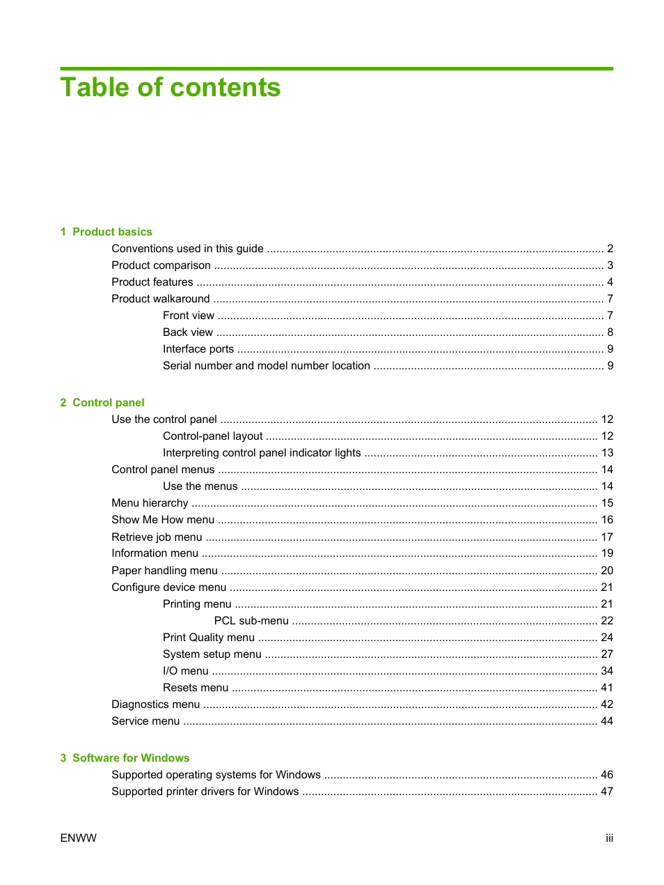 HP Color LaserJet CP3520 Printer Series User Manual | Page 5 / 264