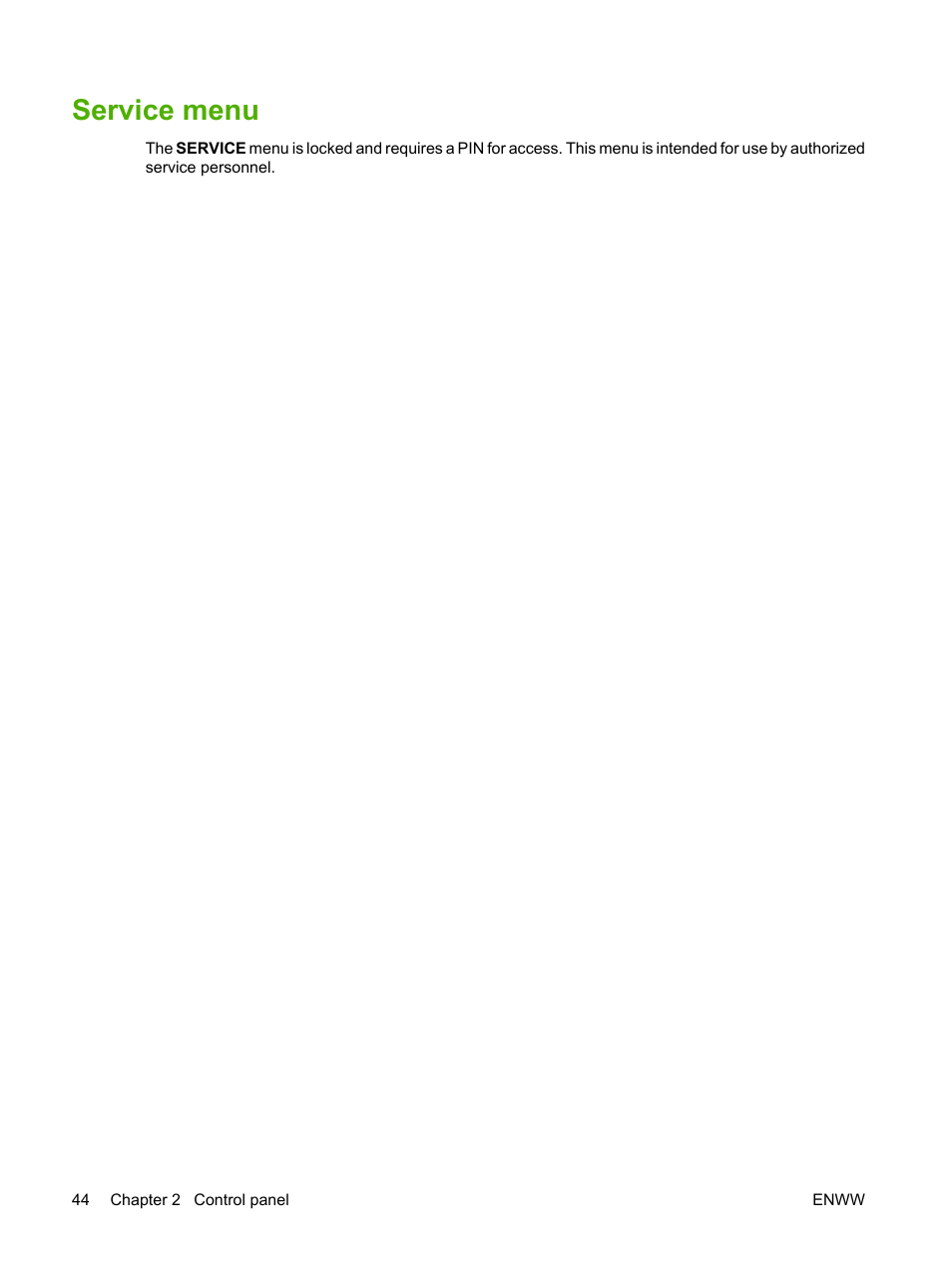 Service menu, For more information | HP Color LaserJet CP3520 Printer Series User Manual | Page 56 / 264