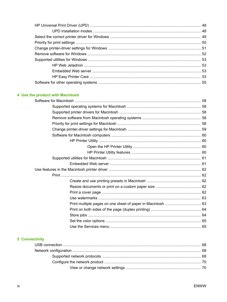 HP Color LaserJet CP3520 Printer Series User Manual | Page 6 / 264