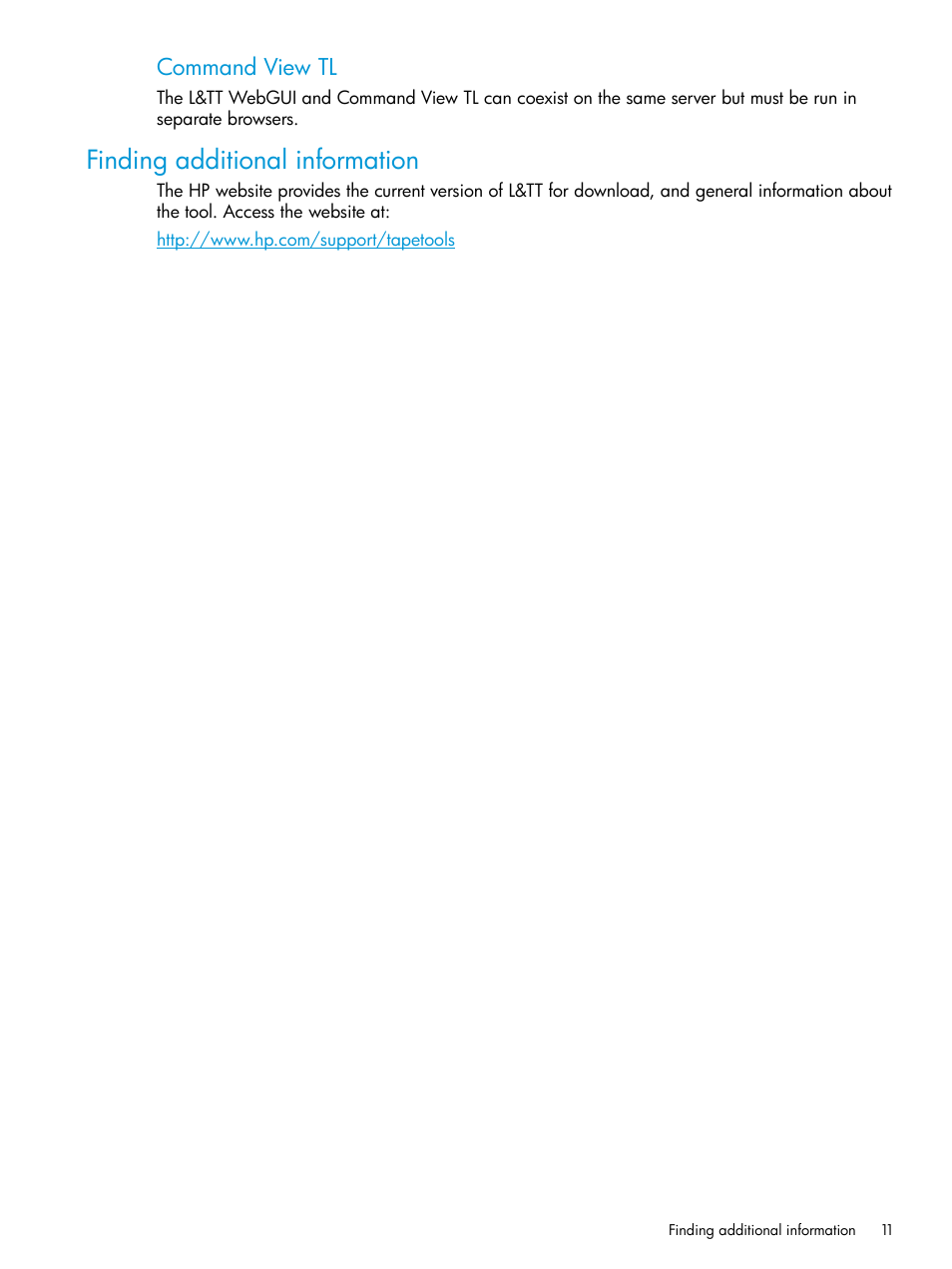 Finding additional information, Command view tl | HP StoreEver TapeAssure Software User Manual | Page 11 / 115