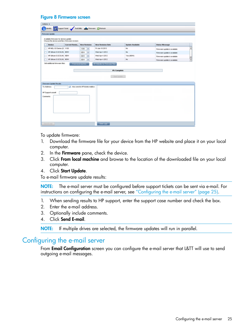 Configuring the e-mail server | HP StoreEver TapeAssure Software User Manual | Page 25 / 115