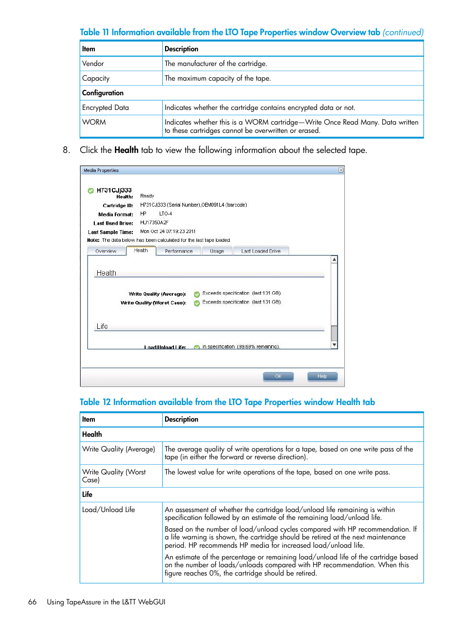 HP StoreEver TapeAssure Software User Manual | Page 66 / 115