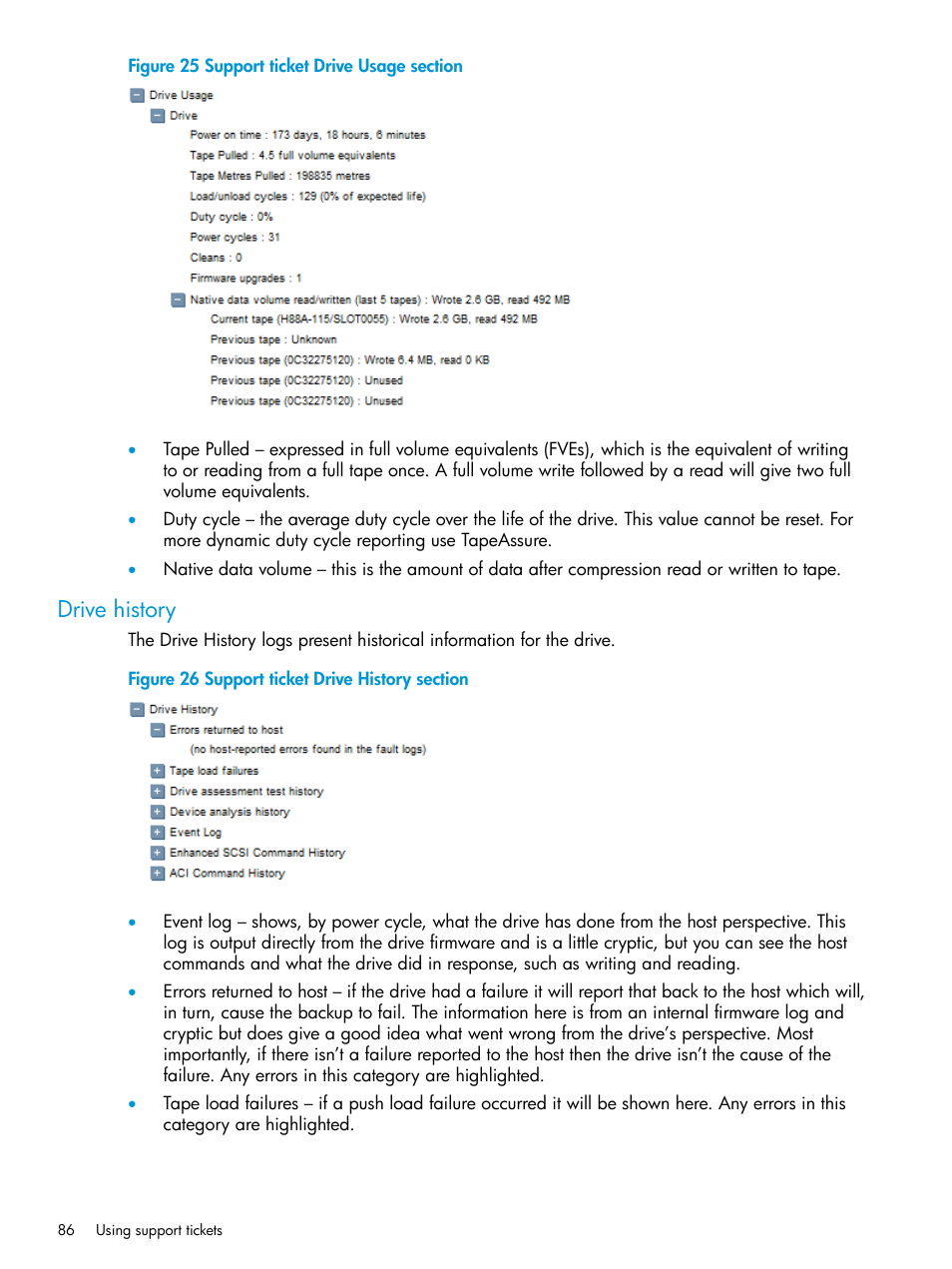 Drive history | HP StoreEver TapeAssure Software User Manual | Page 86 / 115