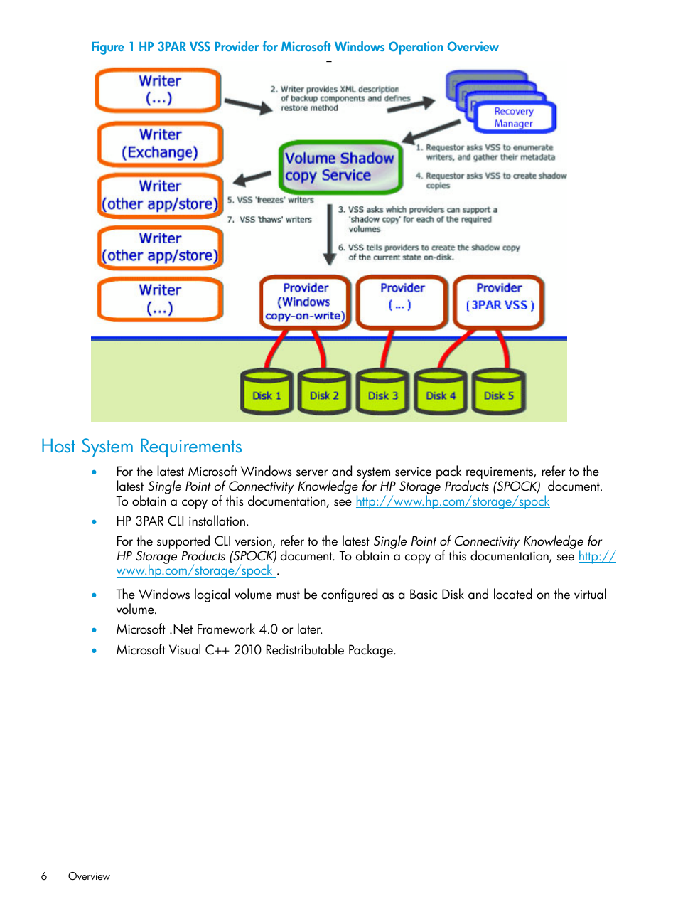 Host system requirements | HP 3PAR VSS Provider Software User Manual | Page 6 / 33