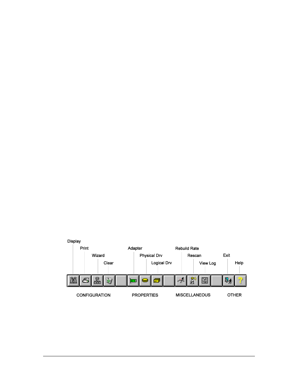 B. toolbar options | HP NetRAID 1 Controller User Manual | Page 30 / 84