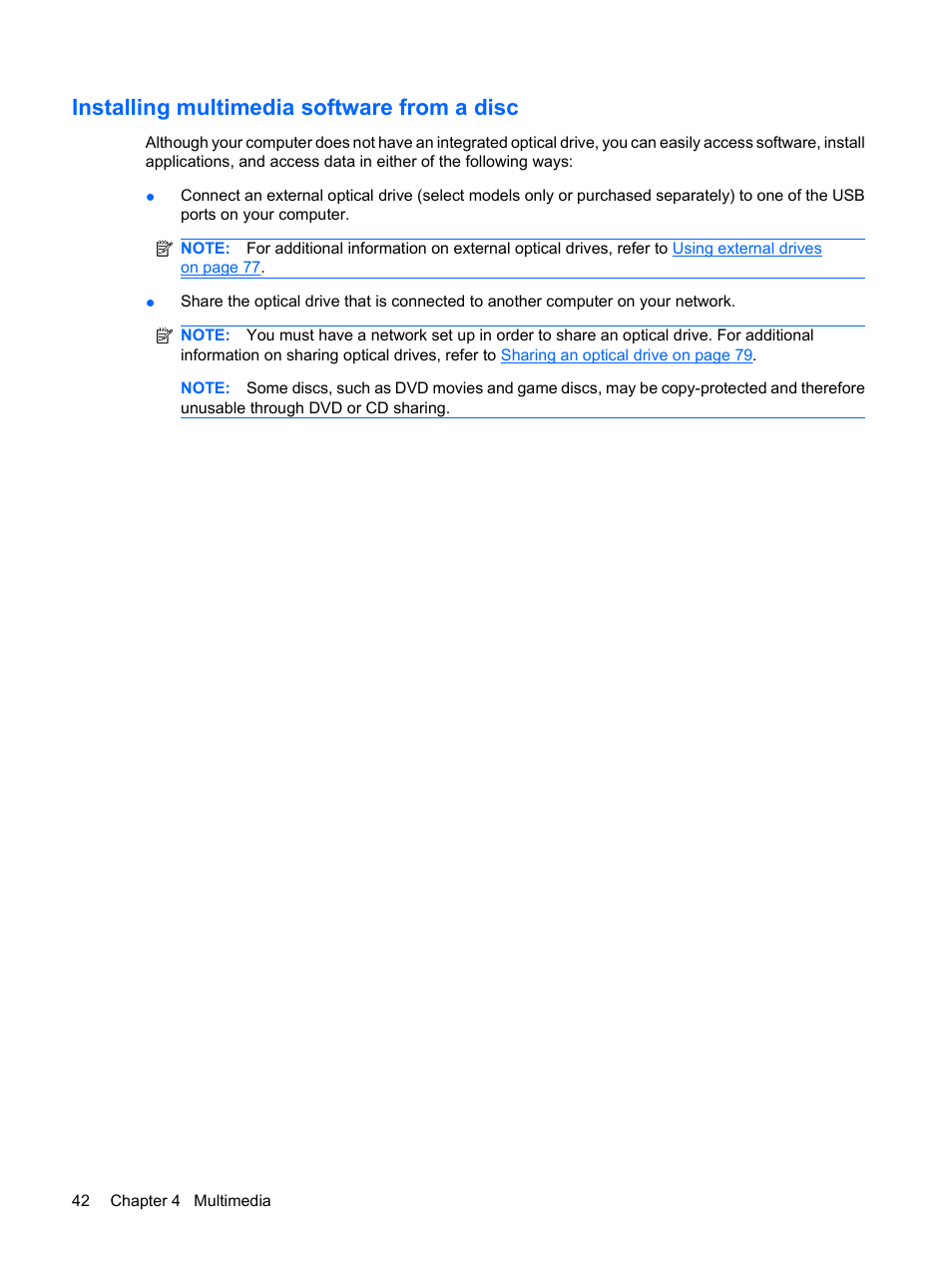 Installing multimedia software from a disc | HP TouchSmart tm2-1010ee Notebook PC User Manual | Page 52 / 129