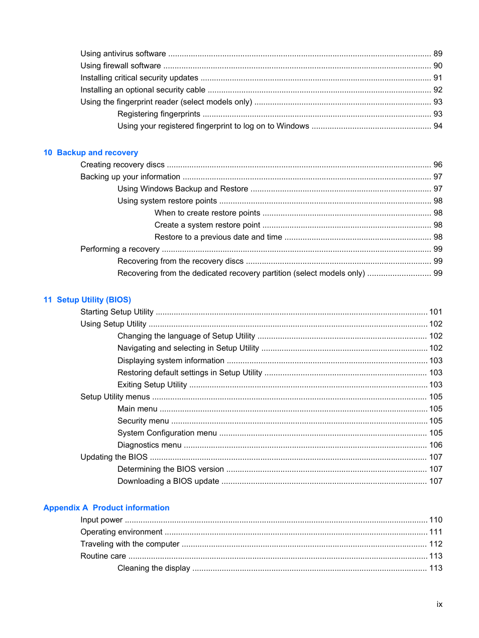 HP TouchSmart tm2-1010ee Notebook PC User Manual | Page 9 / 129