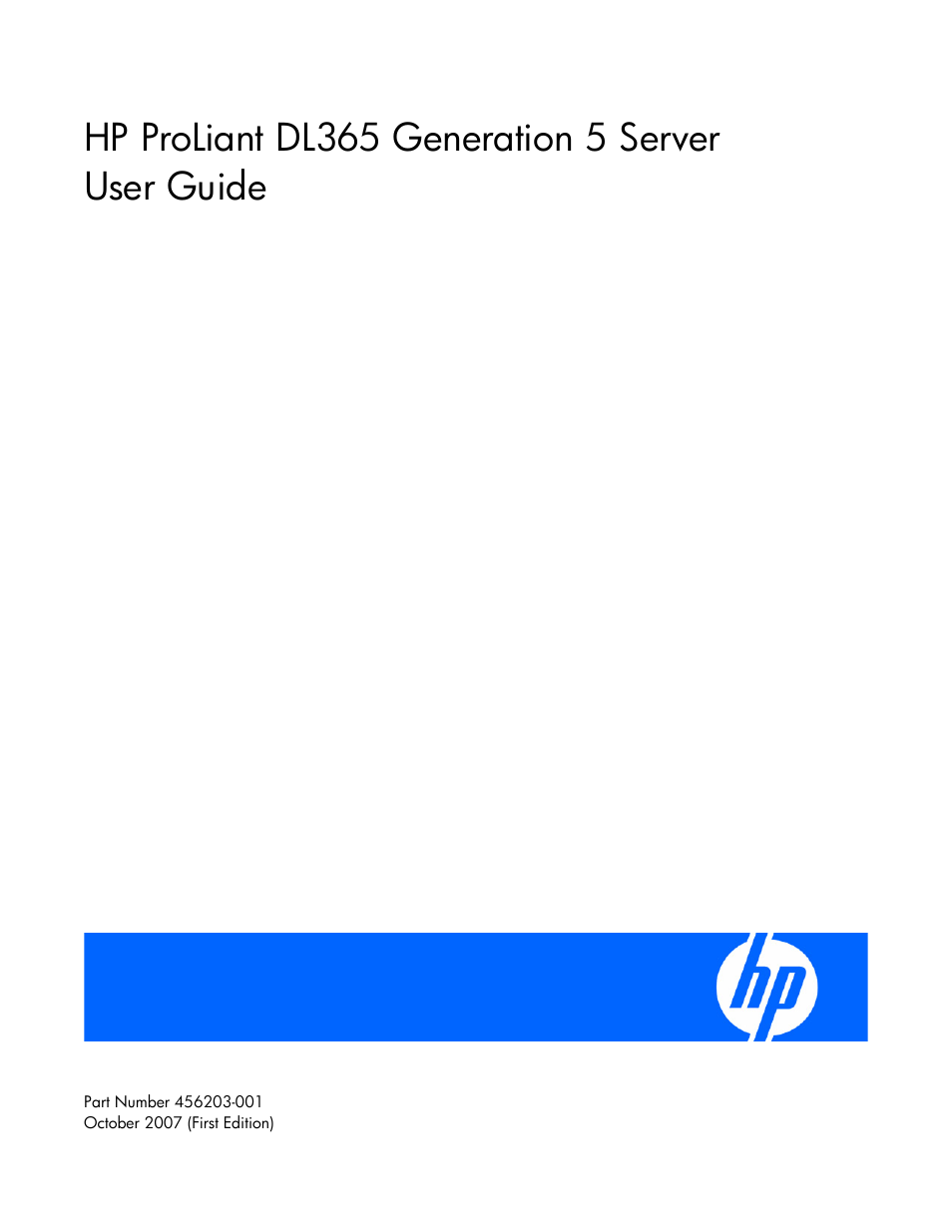 HP ProLiant DL365 G5 Server User Manual | 118 pages