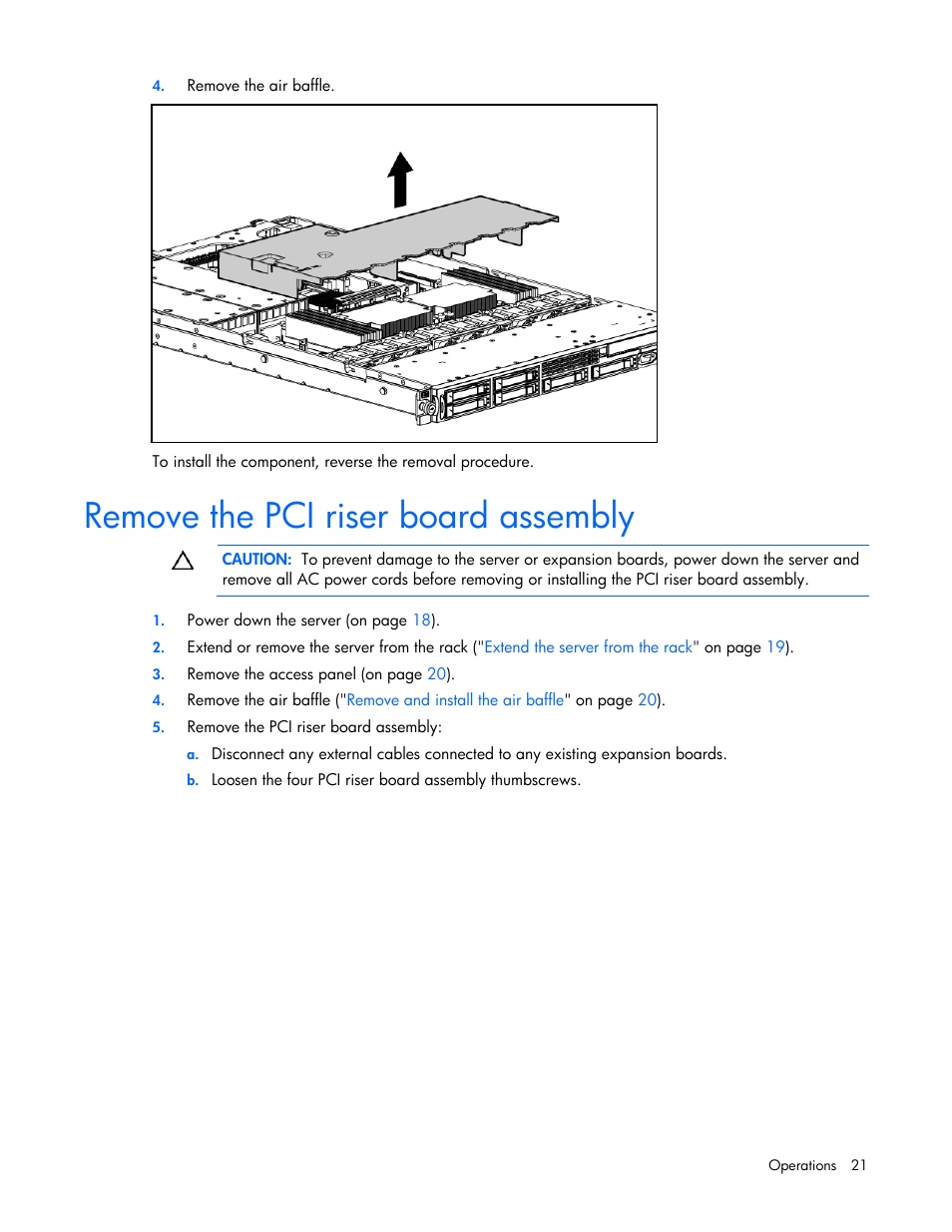 Remove the pci riser board assembly | HP ProLiant DL365 G5 Server User Manual | Page 21 / 118