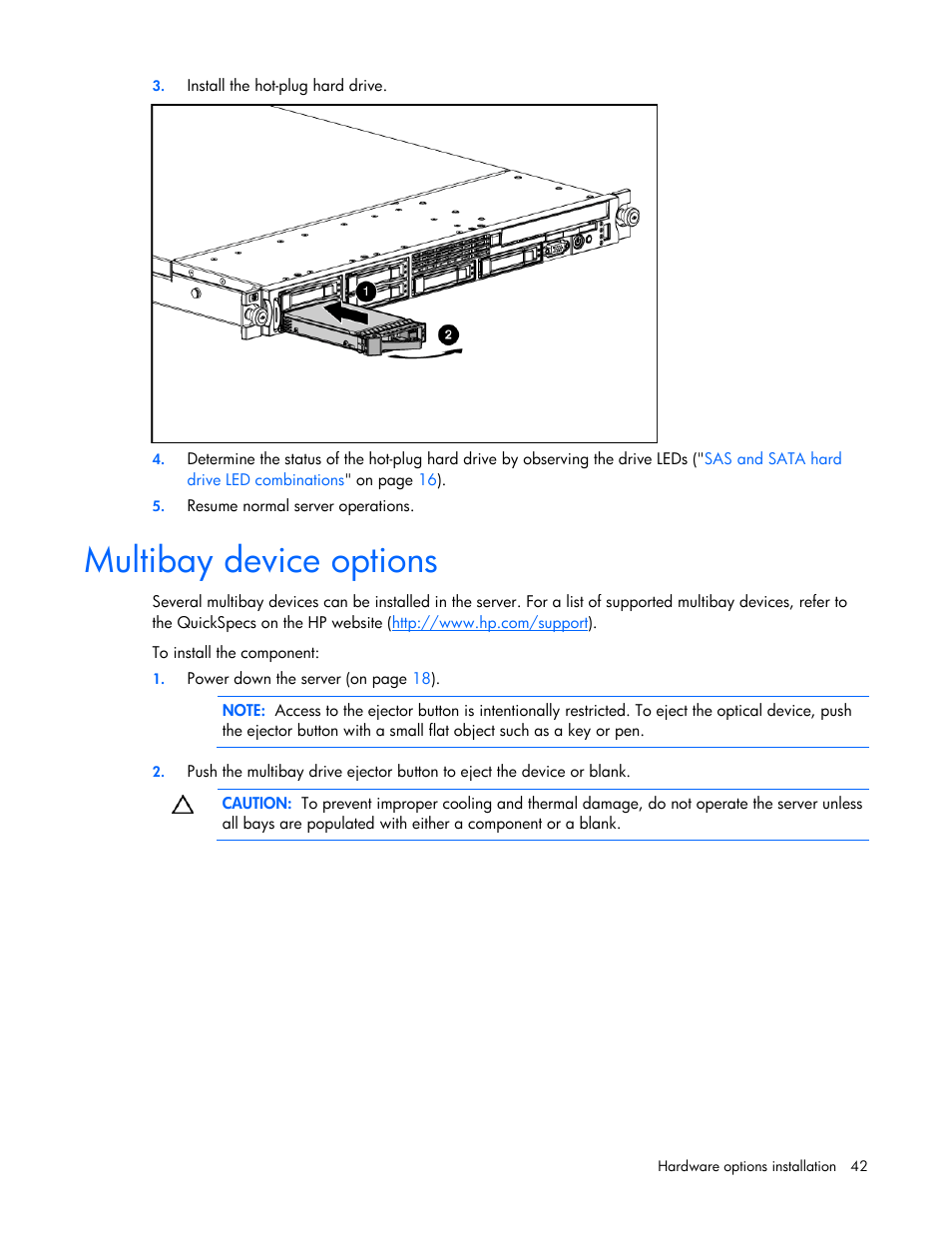 Multibay device options | HP ProLiant DL365 G5 Server User Manual | Page 42 / 118