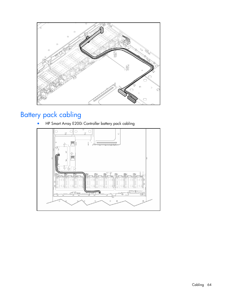 Battery pack cabling | HP ProLiant DL365 G5 Server User Manual | Page 64 / 118