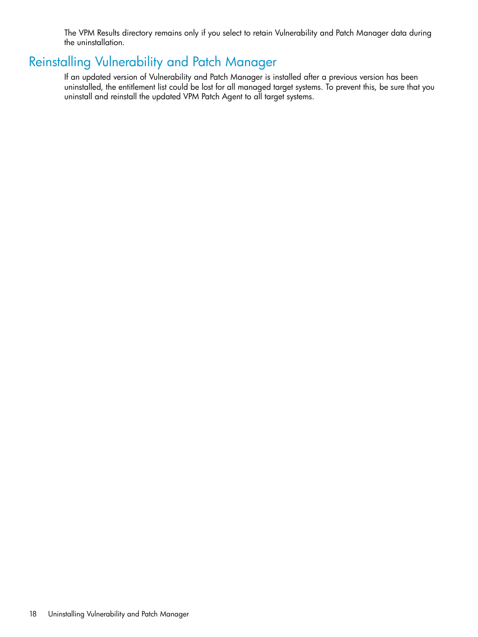 Reinstalling vulnerability and patch manager | HP Insight Vulnerability and Patch Manager Software User Manual | Page 18 / 27
