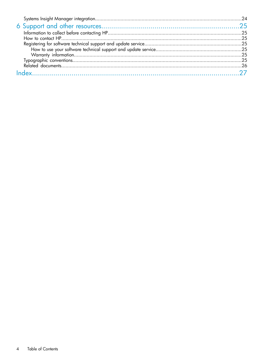 6 support and other resources, Index | HP Insight Vulnerability and Patch Manager Software User Manual | Page 4 / 27