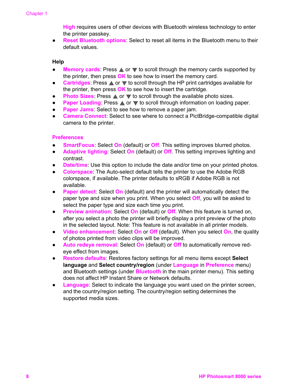 HP Photosmart 8050xi Printer User Manual | Page 11 / 67