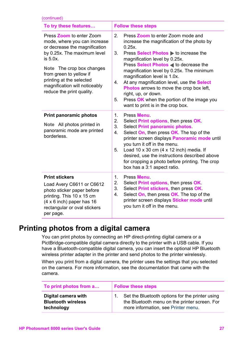 Printing photos from a digital camera, Printing, Photos from a digital camera | And the | HP Photosmart 8050xi Printer User Manual | Page 30 / 67