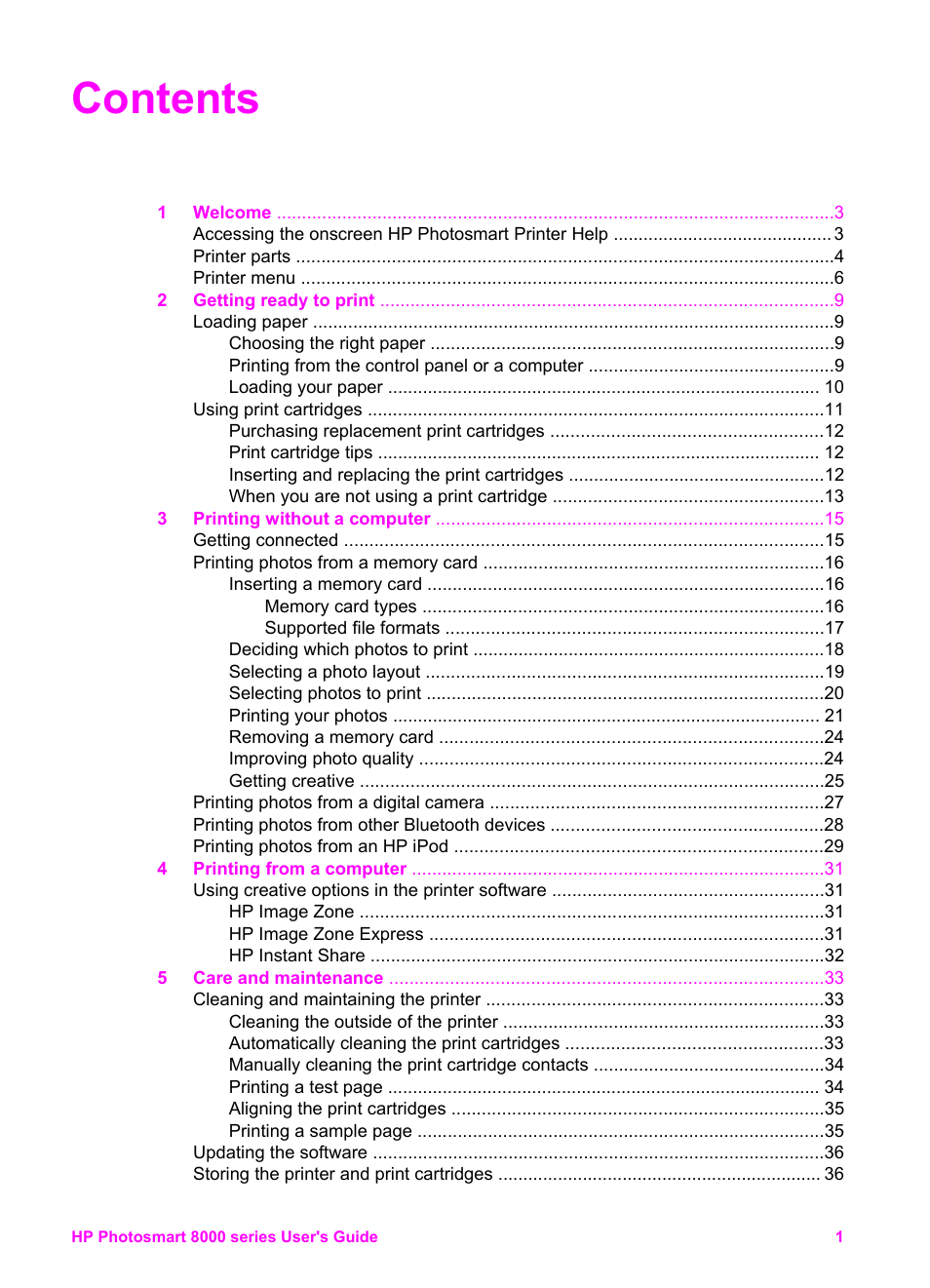 HP Photosmart 8050xi Printer User Manual | Page 4 / 67
