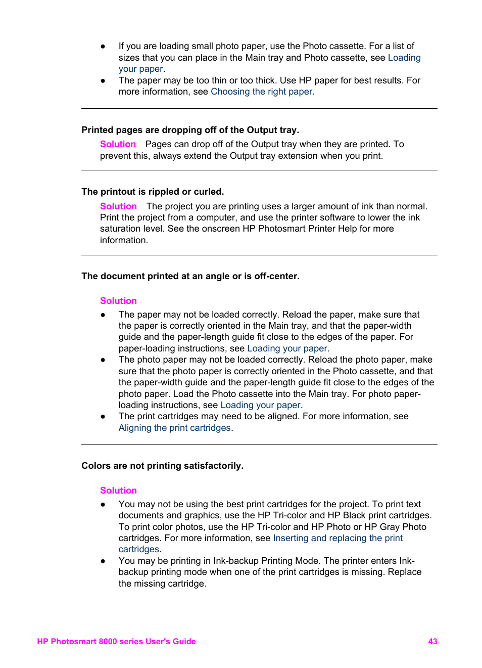 HP Photosmart 8050xi Printer User Manual | Page 46 / 67
