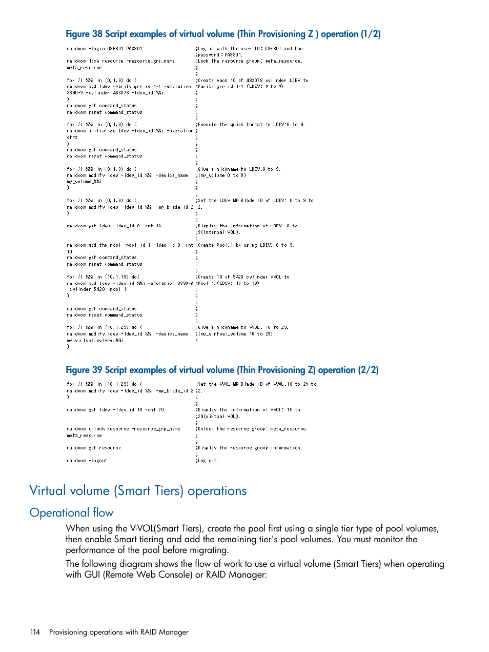 Virtual volume (smart tiers) operations, Operational flow | HP XP RAID Manager Software User Manual | Page 114 / 274