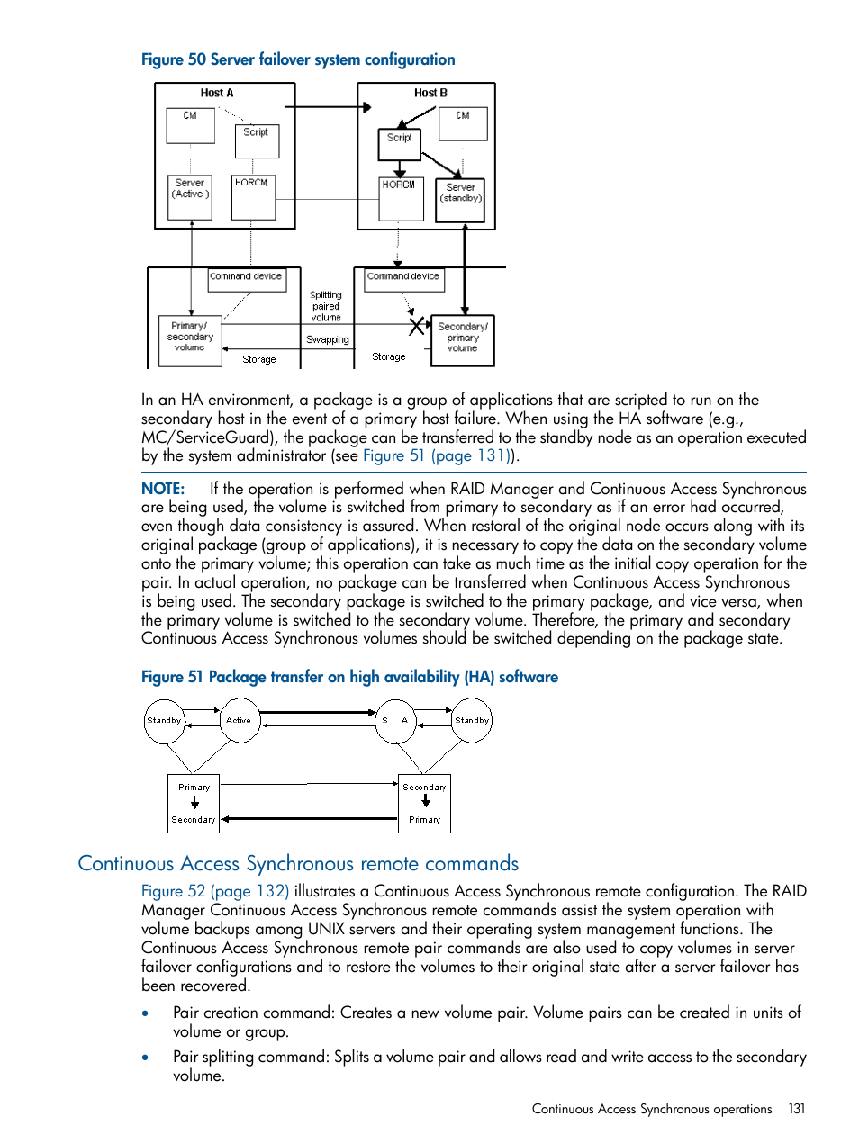 Continuous access synchronous remote commands | HP XP RAID Manager Software User Manual | Page 131 / 274