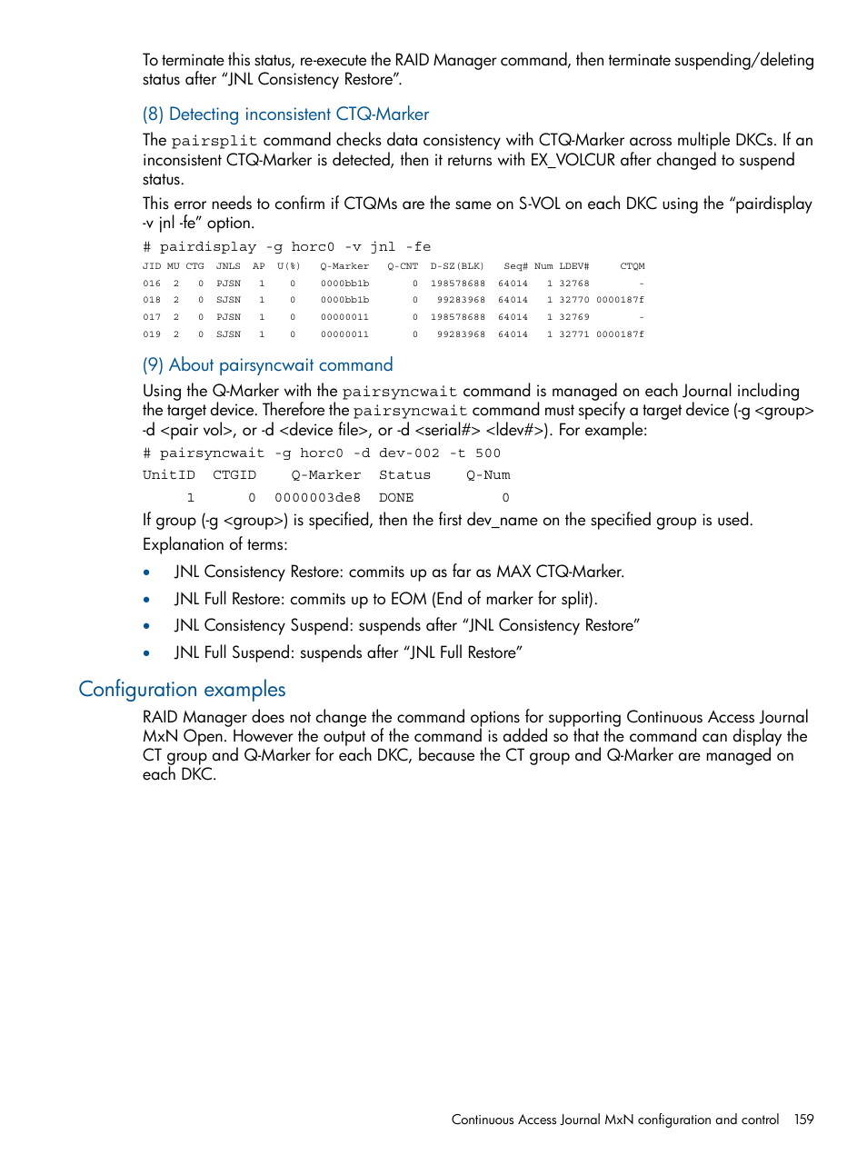 Configuration examples | HP XP RAID Manager Software User Manual | Page 159 / 274