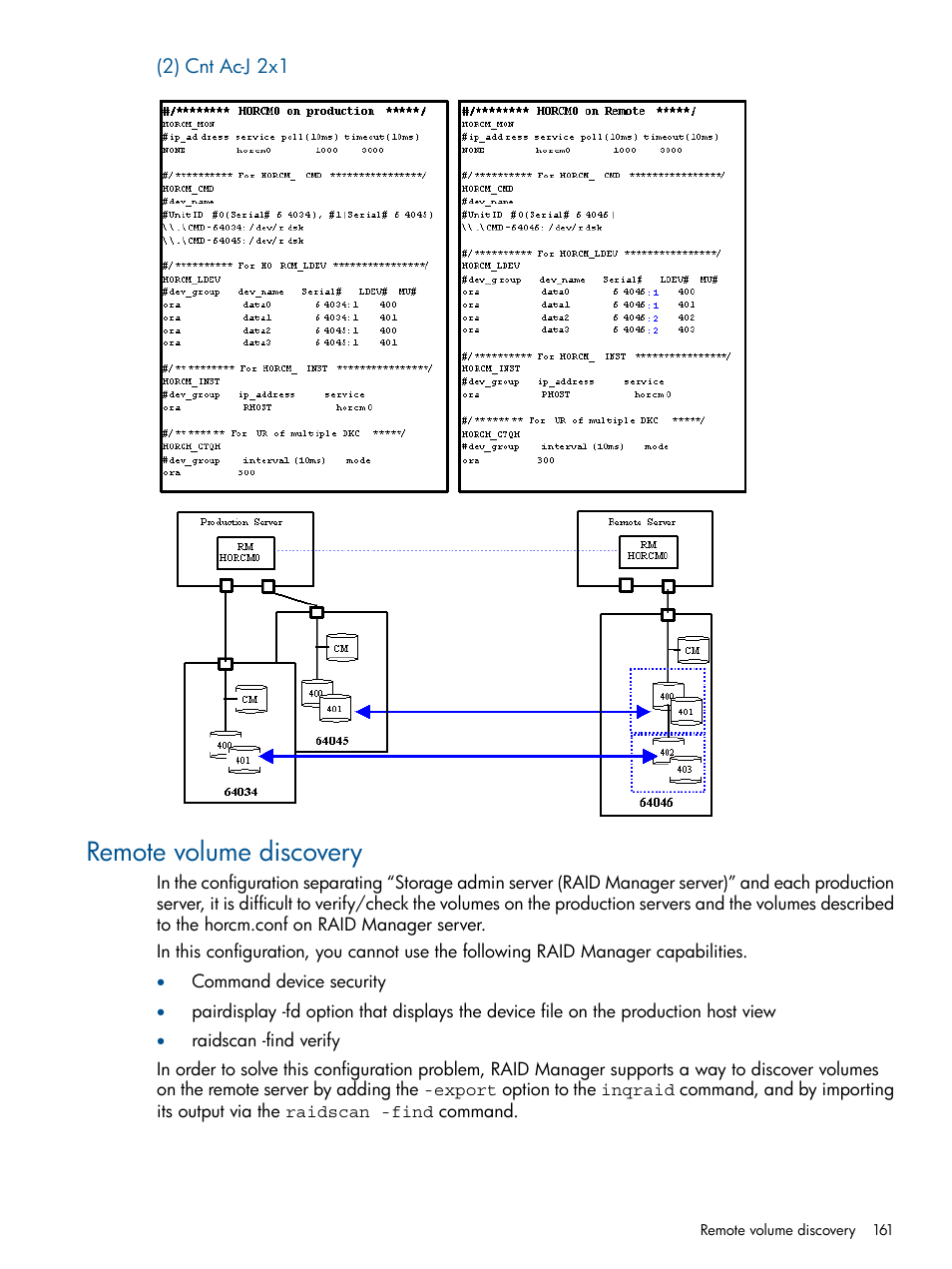 Remote volume discovery | HP XP RAID Manager Software User Manual | Page 161 / 274