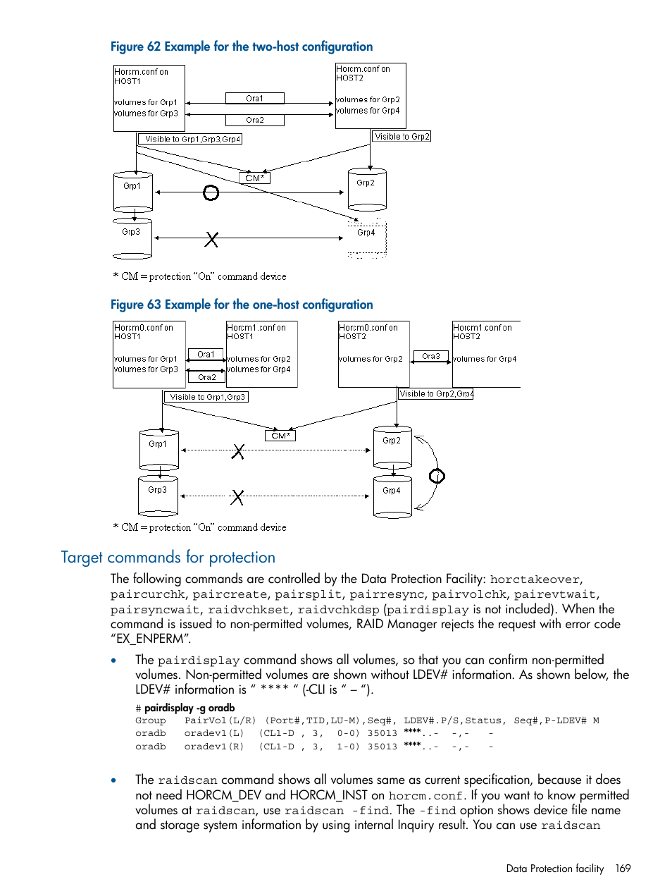 Target commands for protection | HP XP RAID Manager Software User Manual | Page 169 / 274