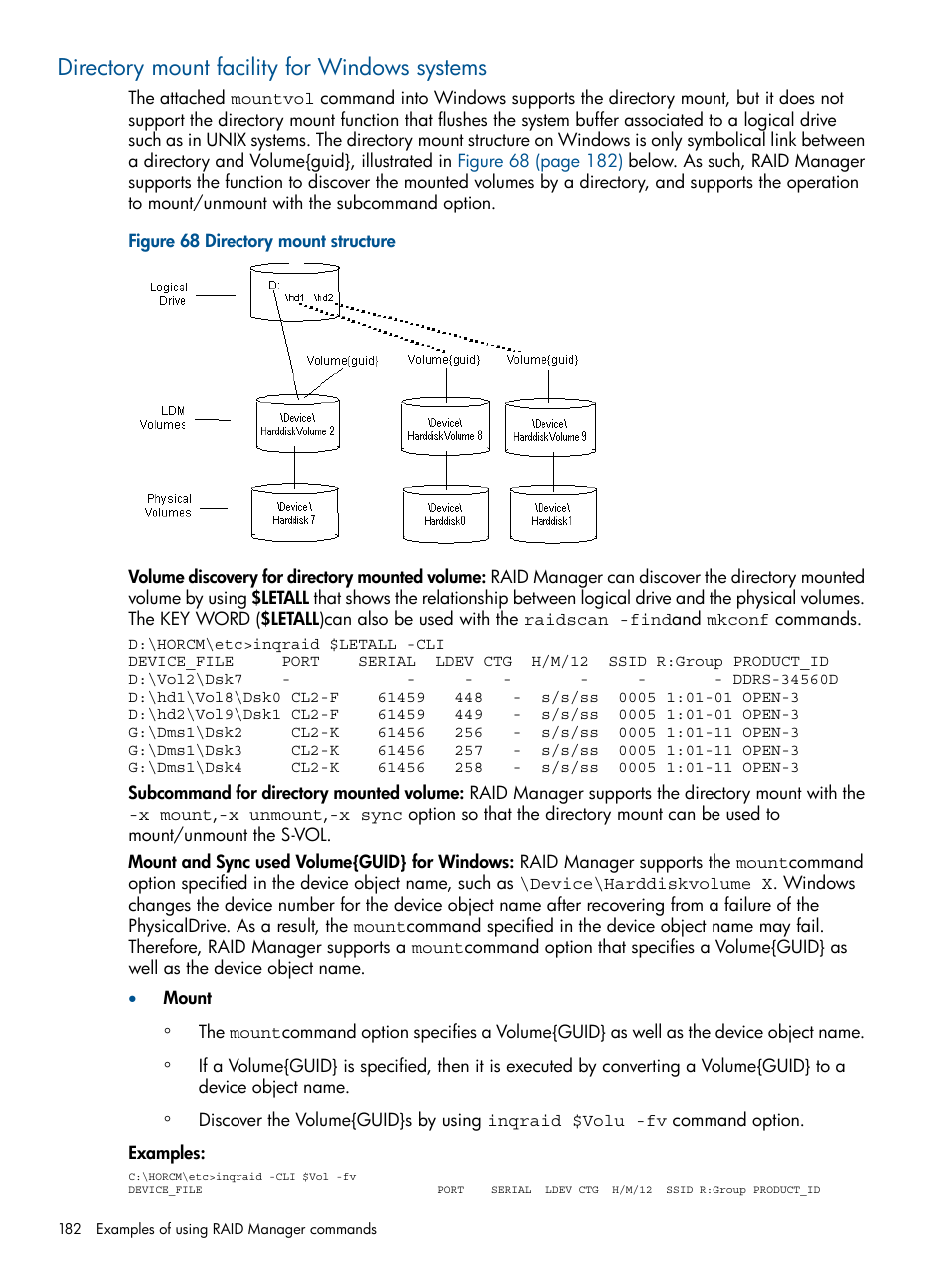 Directory mount facility for windows systems | HP XP RAID Manager Software User Manual | Page 182 / 274