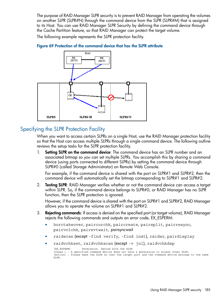 Specifying the slpr protection facility | HP XP RAID Manager Software User Manual | Page 185 / 274