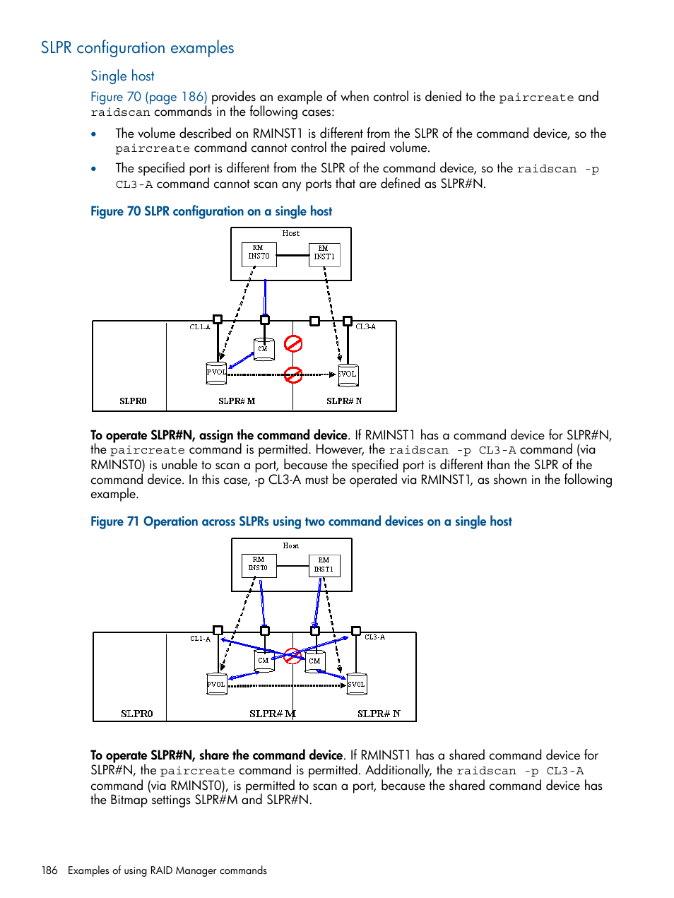 Slpr configuration examples | HP XP RAID Manager Software User Manual | Page 186 / 274