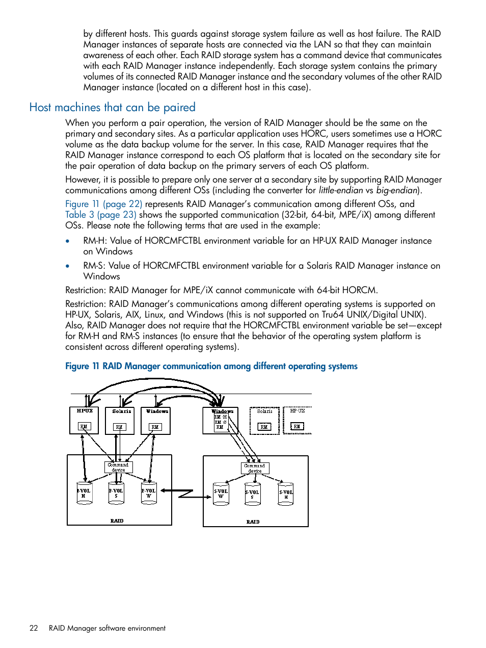 Host machines that can be paired | HP XP RAID Manager Software User Manual | Page 22 / 274