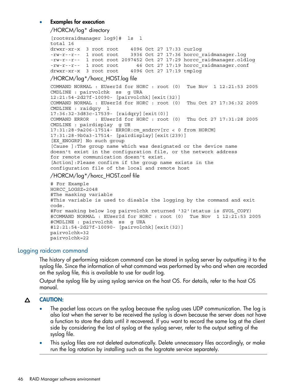 Logging raidcom command | HP XP RAID Manager Software User Manual | Page 46 / 274