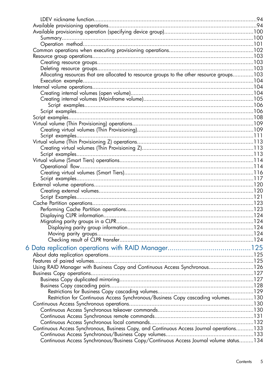 6 data replication operations with raid manager | HP XP RAID Manager Software User Manual | Page 5 / 274