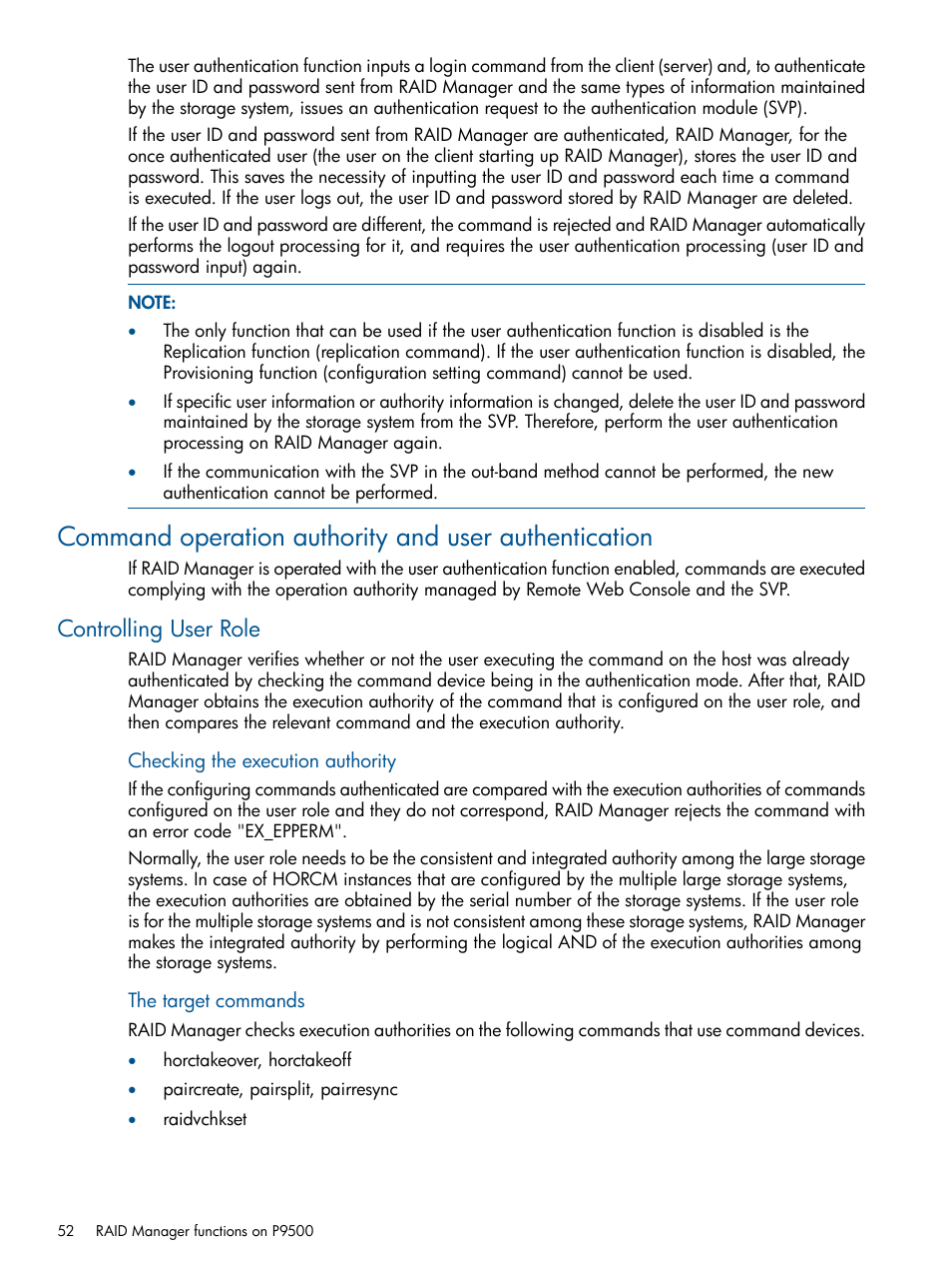 Controlling user role | HP XP RAID Manager Software User Manual | Page 52 / 274