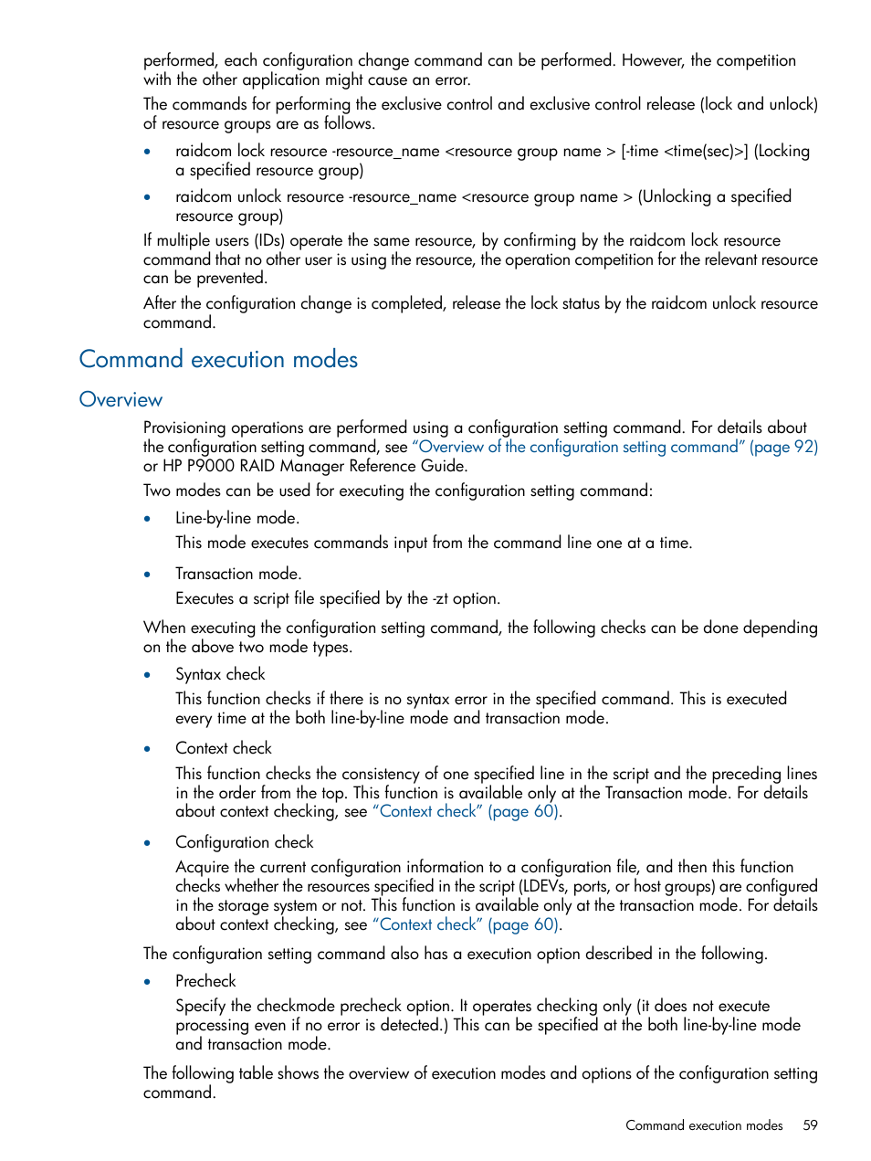 Command execution modes, Overview | HP XP RAID Manager Software User Manual | Page 59 / 274