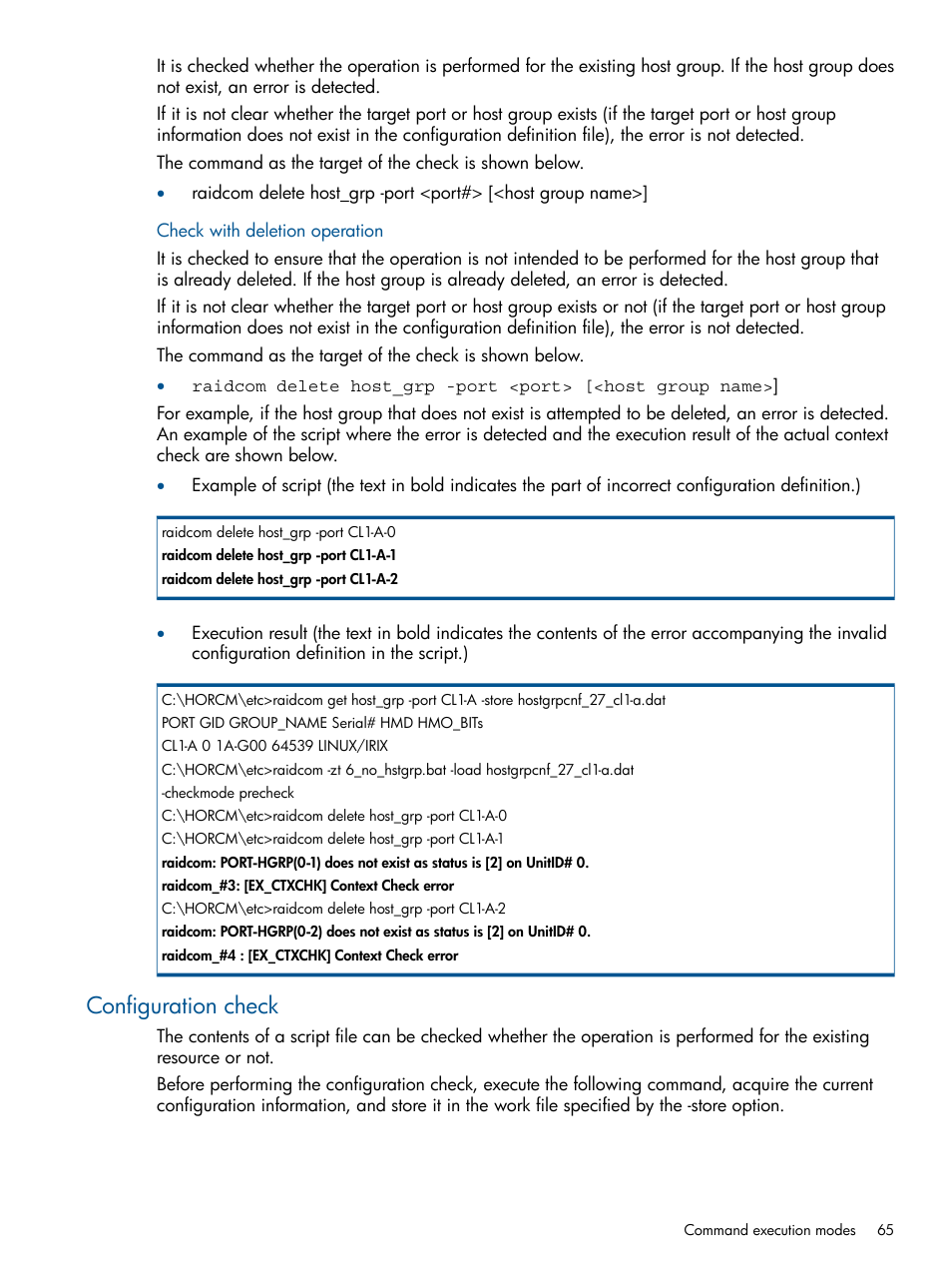 Configuration check | HP XP RAID Manager Software User Manual | Page 65 / 274