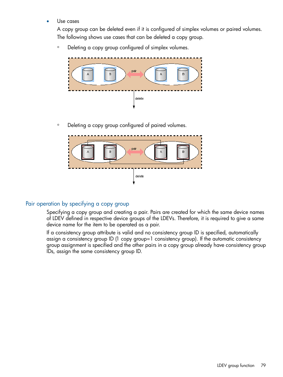 Pair operation by specifying a copy group | HP XP RAID Manager Software User Manual | Page 79 / 274