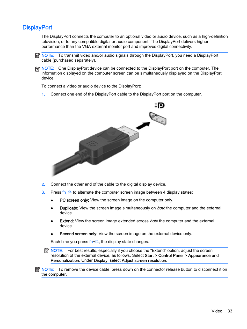 Displayport | HP EliteBook 755 G2 Notebook PC User Manual | Page 43 / 101