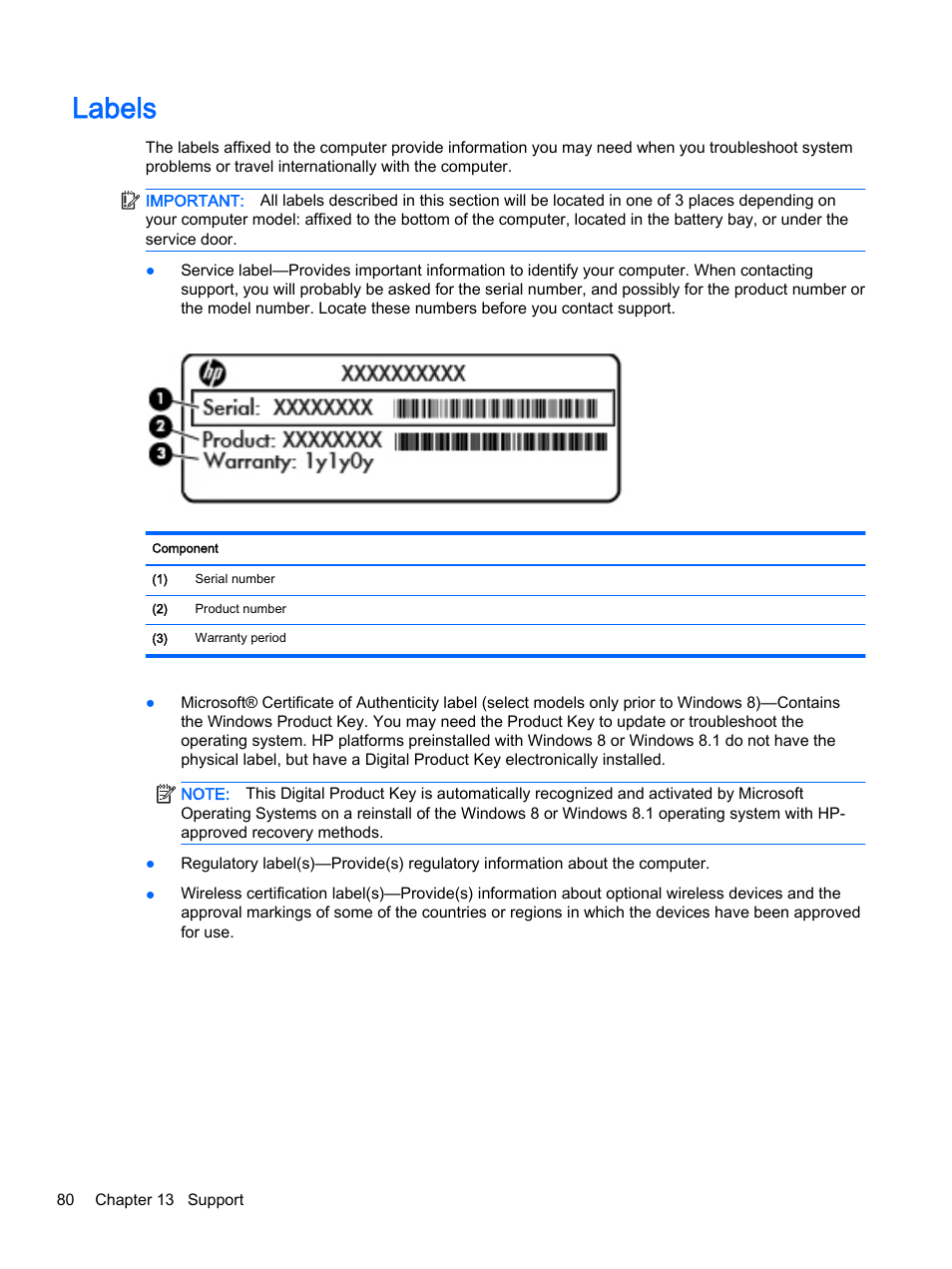 Labels | HP EliteBook 755 G2 Notebook PC User Manual | Page 90 / 101
