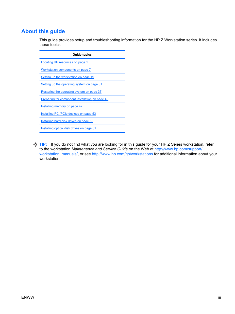 About this guide | HP Z400 Workstation User Manual | Page 3 / 76