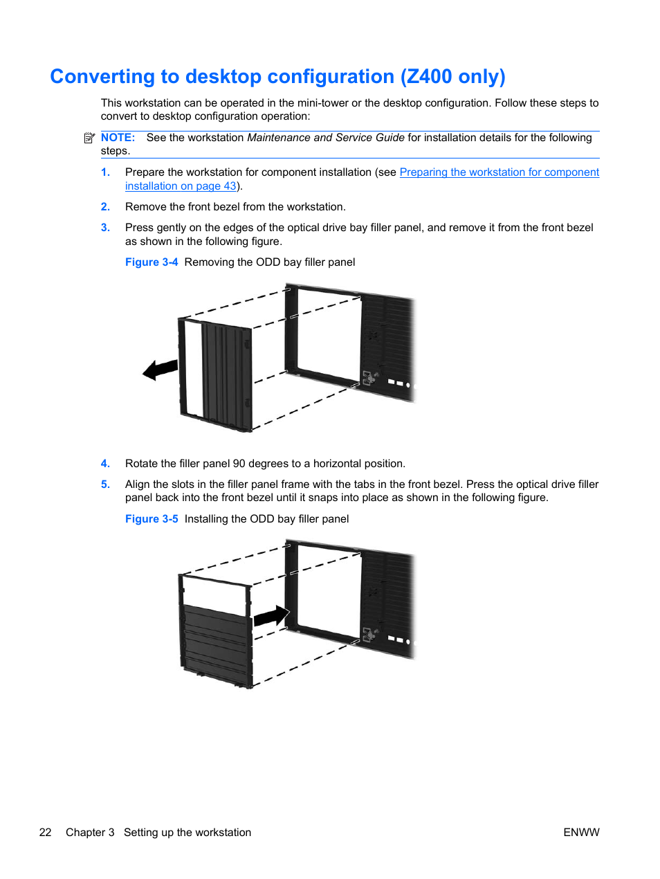 Converting to desktop configuration (z400 only) | HP Z400 Workstation User Manual | Page 30 / 76