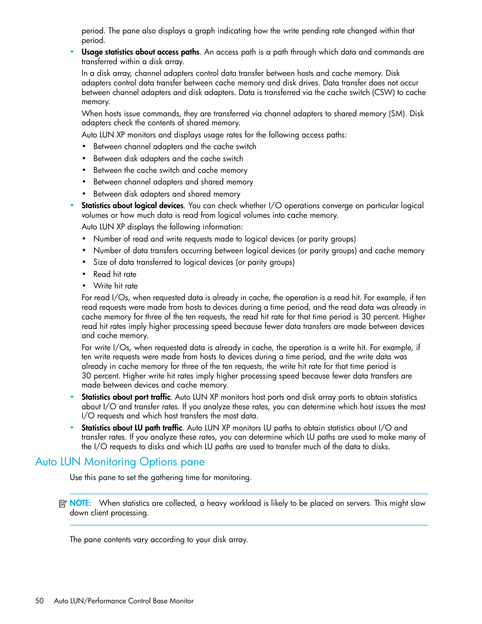 Auto lun monitoring options pane | HP XP Auto LUN Software User Manual | Page 50 / 65