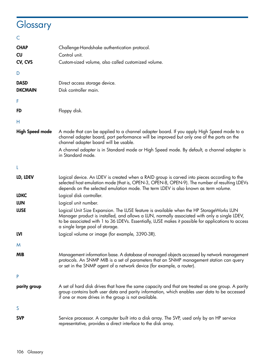 Glossary | HP StorageWorks XP Remote Web Console Software User Manual | Page 106 / 108